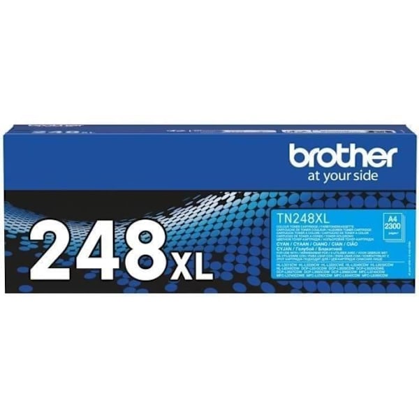 Toner med høj kapacitet - BROTHER - TN248XLC - Cyan - 2300 sider