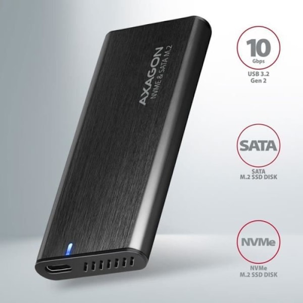 AXAGON EEM2-SB2 USB-C 3.2 Gen 2, M.2 SSD Gehäuse - Schwarz - 8595247907097