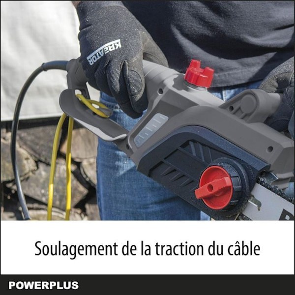 Powerplus POWEG10110 elektrisk motorsav - 2200 W, 400 mm guide, automatisk kædesmøring, haveværktøj Mörkgrå