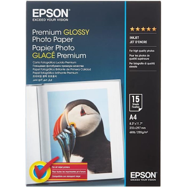 Ensiluokkainen kiiltävä valokuvapaperi - EPSON - A4 - 255g/m2 - 2x15 arkkia