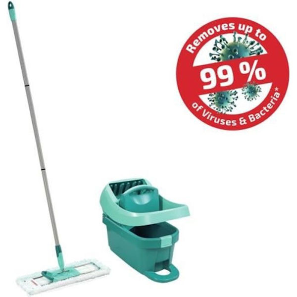 Setti Lavea Solua Säilytyssäikka Lavea Essoreur Rullilla Leifheit Profi XL Mobile 55096, Lattia Moppia 360° Mikro Duo -kannalla. Turkis grøn