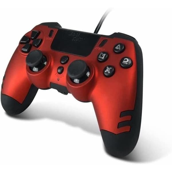 Manett för spel - Steelplay - Slimpack - Trådad - Dubbel vibration - Kompatibel med PS4/PC Röd
