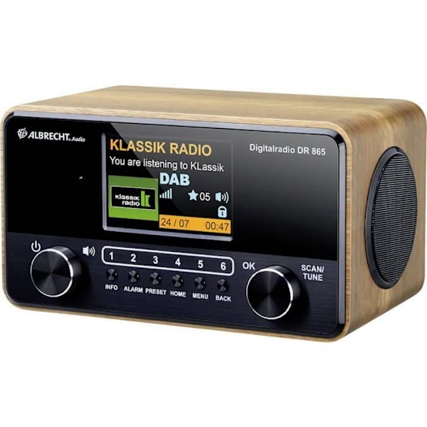 Albrecht DR 865 Bordsradio DAB+, FM AUX, DAB+, barriärfri FM, med fjärrkontroll, knapplås, funktion