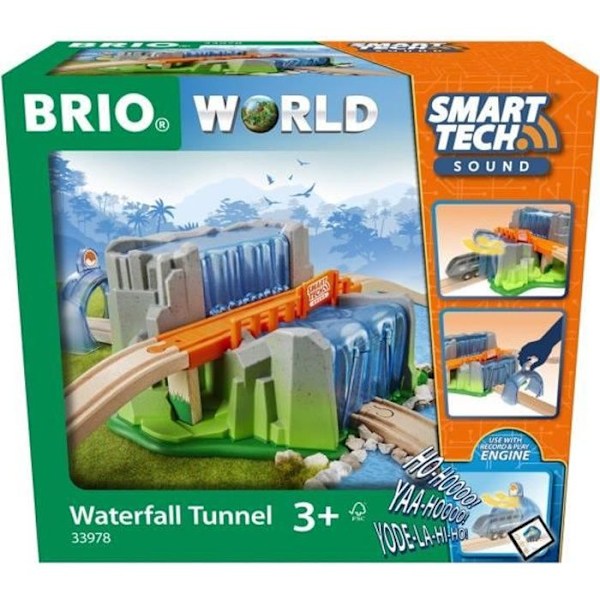 Bridge & Tunnel Waterfall Smart Tech Sound - BRIO - Trælegetøj til togkredsløb - Fra 3 år Flerfarvet