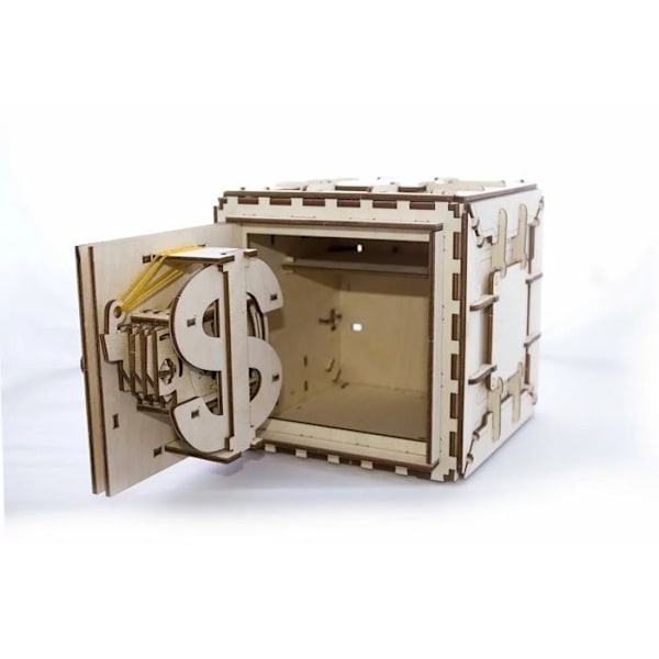 UGEARS pengeskab i træ - Mekanisk 3D-puslespil - Funktionel - Brun - 179 brikker Beige