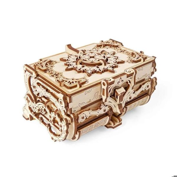 UGEARS antik æske - 3D mekanisk træpuslespil - 100-200 brikker - til babyer fra 14 år og opefter