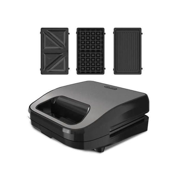 BLACK & DECKER - Multifunktion toast/vaffel/grillapparat - 750W - grå/sort - BXSA754E Svart brun