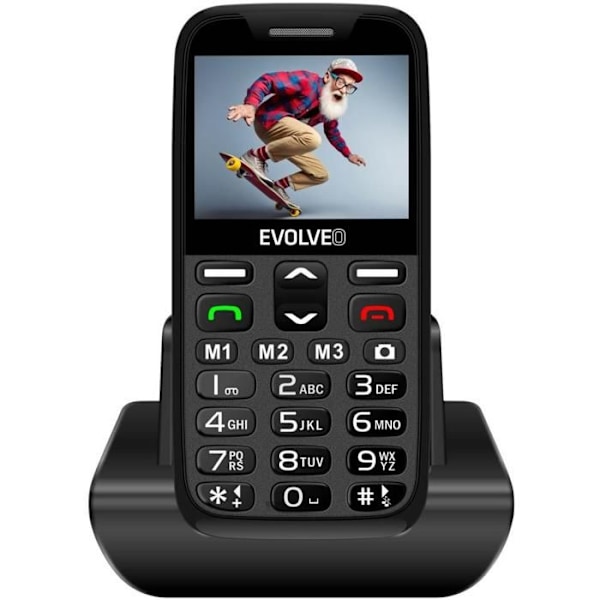 EVOLVEO EasyPhone XR sort med ladeholder