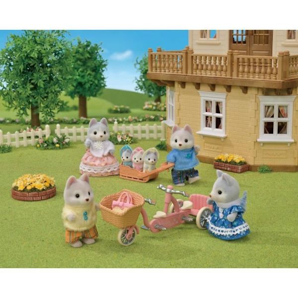 Pienoishahmot - SYLVANIAN PERHEET - 5637 - Huskyveljekset ja -sisaret ja heidän tandem Grön