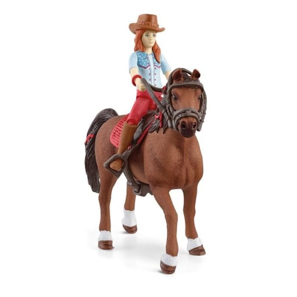 Ratsunainen Hannah ja Cayenne -hahmo, alkaen 5 vuotta, Schleich 42539 Horse Club - laatikko, 15,1 x 7,9 x 18 cm Flerfärgad