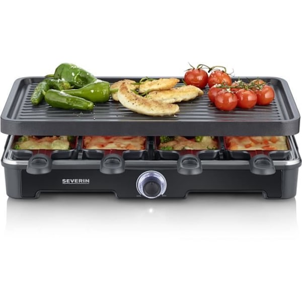 SEVERIN racletteapparat - RG9670 - Op til 8 personer - 1400W sort