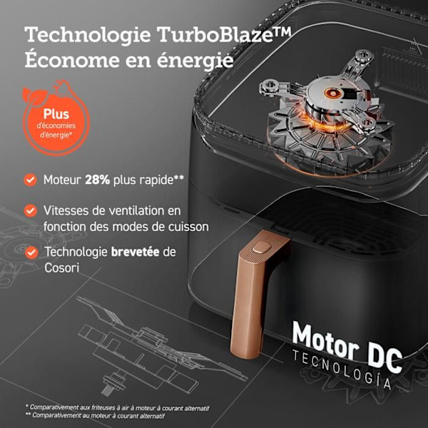 COSORI Fritøs uden olie Turbo Blaze Chef Edition 6 liter sort