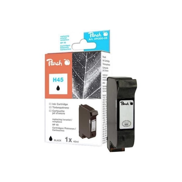 Peach PI300-05 44 ml sort blækpatron (alternativ til: HP 45) til HP Deskjet 12XX; Officejet g55, g85, k60, R40, R60,...