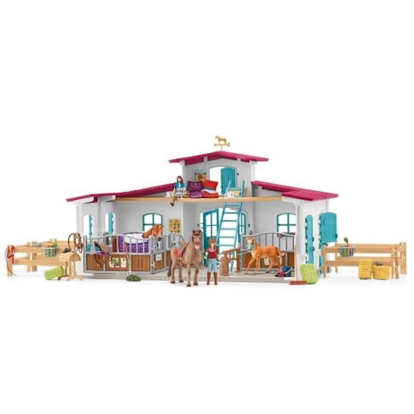 Lakeside Modular Equestrian Center for Horses, Figurset med 115 element, Schleich 42567 Horse Club Flerfärgad