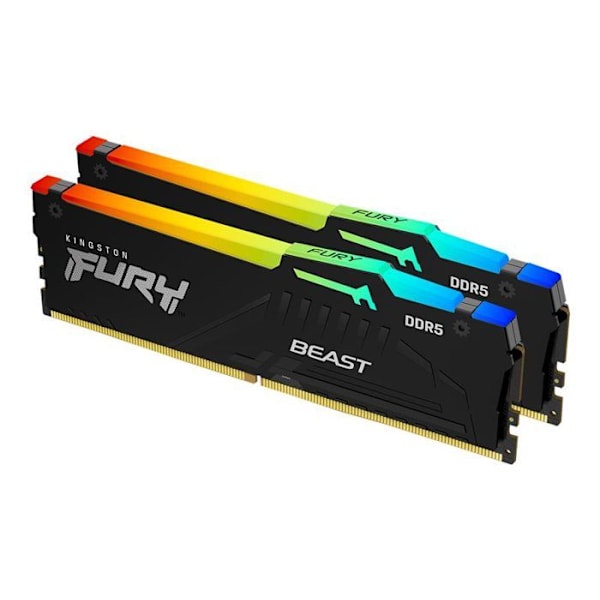 KINGSTON 32GB 6000MT/s DDR5 CL30 DIMM sæt med 2 FURY Beast RGB XMP