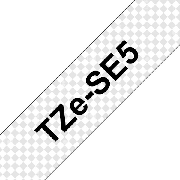 Brother TZe-SE5 sikkerhedsblækbånd - Hvid på sort - 24mm x 8m