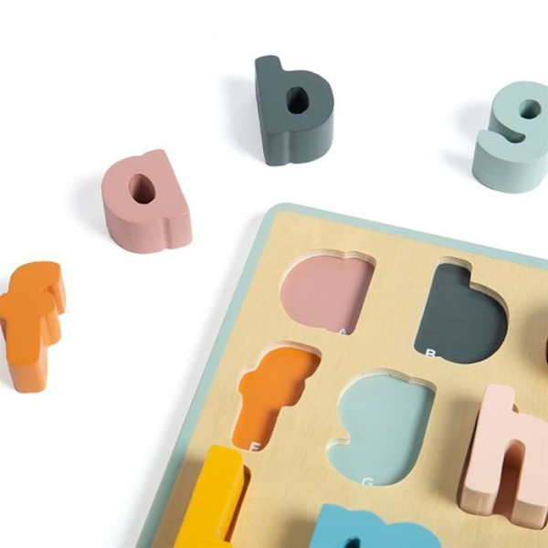 Puzzle Dyr - BIGJIGS - Små bogstaver abc - Til børn fra 3 år og op - Mindre end 100 dele Flerfarvet
