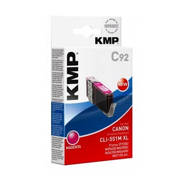 KMP C92 magenta tulostinpatruuna, joka on yhteensopiva Canon CLI-551 M XL:n kanssa