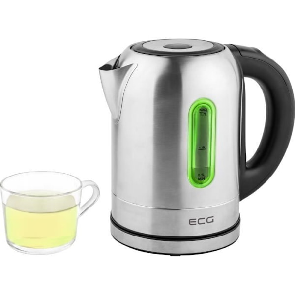 ECG RK 1785 rustfrit stål elkedel - 1,7L - Farvevariation afhængig af temperatur - 2000W