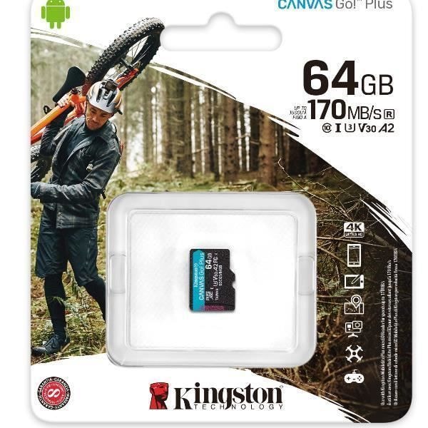 LAGRING, Minneskort, Micro SD, Kingston 64GB Microsd Canvas Go Plus