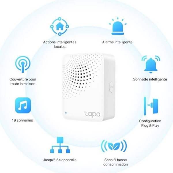 Intelligent hub - Tapo - H100 - Forbinder op til 64 enheder - 19 ringetoner - Kompatibel med Google Home