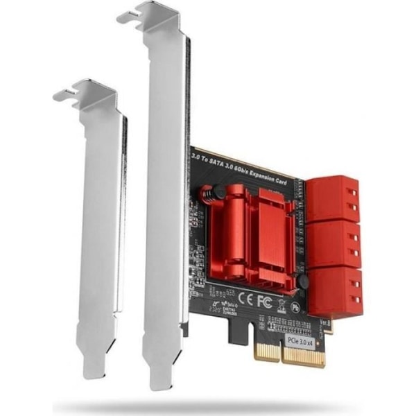 Axagon PCIe Controller 6X sisäinen SATA 6G -portti, LP - PCES-SA6 Punainen, Hopea