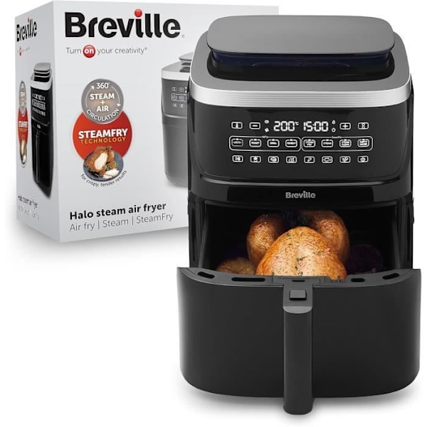 Fritøse uden olie - Breville - Halo - 7 L - 1700 W - SteamFry teknologi - Sort sort