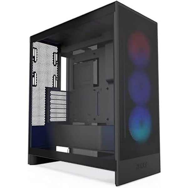 ATX NZXT H7 Flow RGB keskitornitapaus - Kolme 120 mm tuuletinta - Suora grafiikkakortin jäähdytys musta
