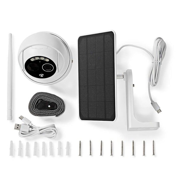 NEDIS WiFi PTZ utomhuskamera FULL HD 1080P autonom med solpanel - Nattseende och rörelsesensor Vit
