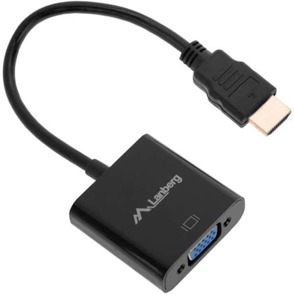 HDMI til VGA-adapter - Lanberg - AD-0017-BK - Sort - 0,2 m - Inkluderer Jack 3,5 mm