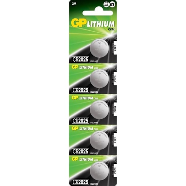 GP-BATTERIER Lithium-knap-batteri - GP CR2025-C5 - Kort med 5