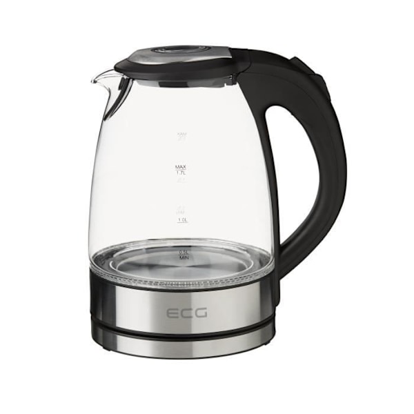 Elkedel i Pyrex glas og rustfrit stål - EKG RK 1776 - 1,7L - 2200W - blå belysning Blå