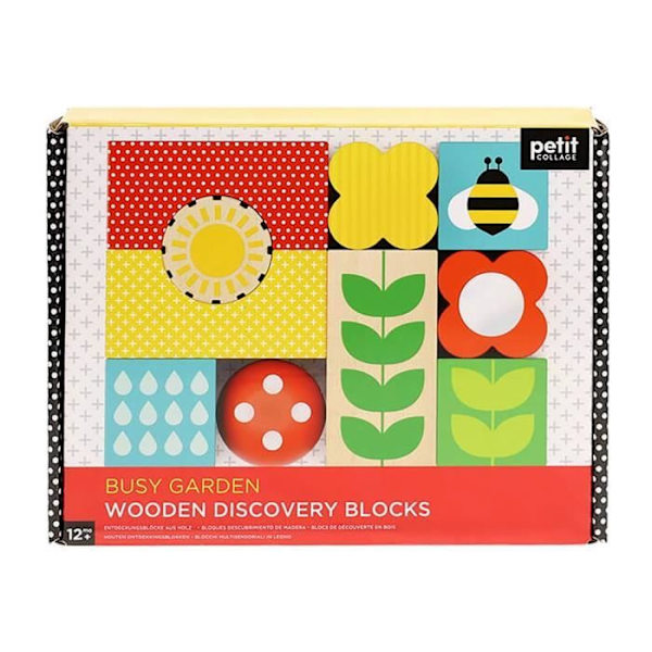Jouet - PETITCOLLAGE - Busy Garden Wooden Discovery Blocks - 10 træblokke - Indendørs - Blandet