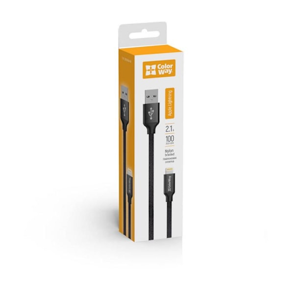 Kaapeli Date, USB to Lightning, 2,1 A, 1 m - ColorWay (CW-CBUL004-BK) - Musta