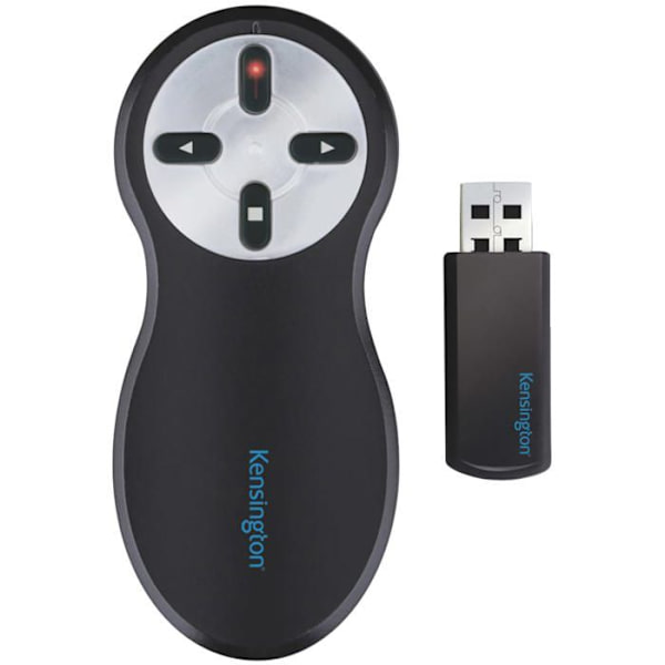 Kensington Wireless USB Presentation -kaukosäädin - Punainen laserosoitin - Yhteensopiva Windowsin ja macOS:n kanssa - 20 metrin kantama