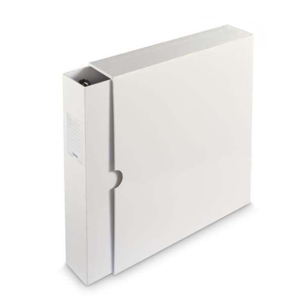 Mapp - Vit - 4 Ringar - Bredd 70 mm - Med Utbytbart Etikett - Fodral Ingår Vit