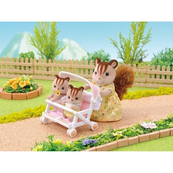 Sylvanian Families tuplarattaat - Mukavat ja käytännölliset - Kaksosille - Tytöille 4-vuotiaasta alkaen Pink, beige og hvid