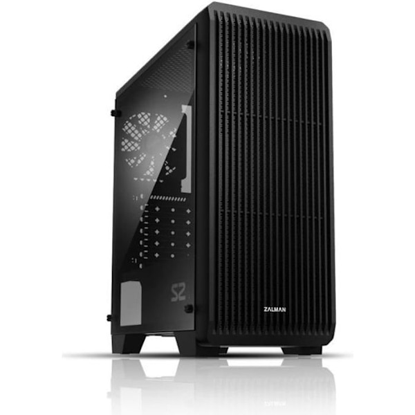 ZALMAN S2 PC CASE - Medium Tower - Sort - Transparent akryl sidedør - ATX format (S2BK)
