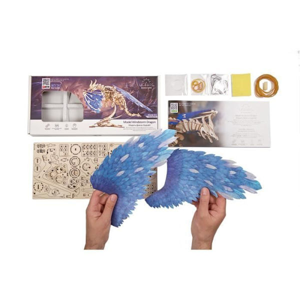 Træmodel til at bygge Windstorm Dragon - UGEARS - 3D puslespil med elastisk motor