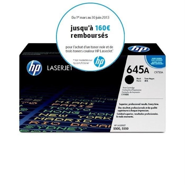 Alkuperäinen HP 645A musta väriainekasetti Color LaserJet 5500/5550 -tulostimelle - jopa 13 000 sivua