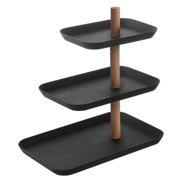 3-lags smykkedisplay med roterende bakker H25,5 cm - 25 cm X 16 cm X 25,5 cm - Calicosy - Sort