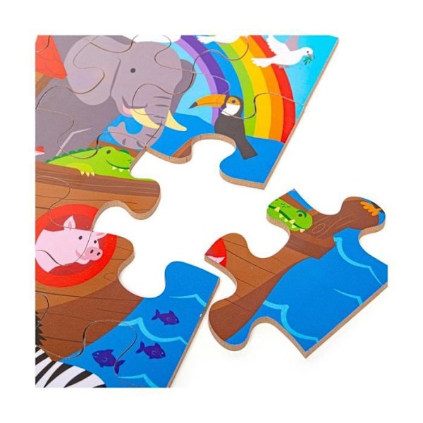Noah's Ark gulvpuslespil - BIGJIGS - 48 brikker - Dyr - For børn fra 3 år og opefter Flerfarvet