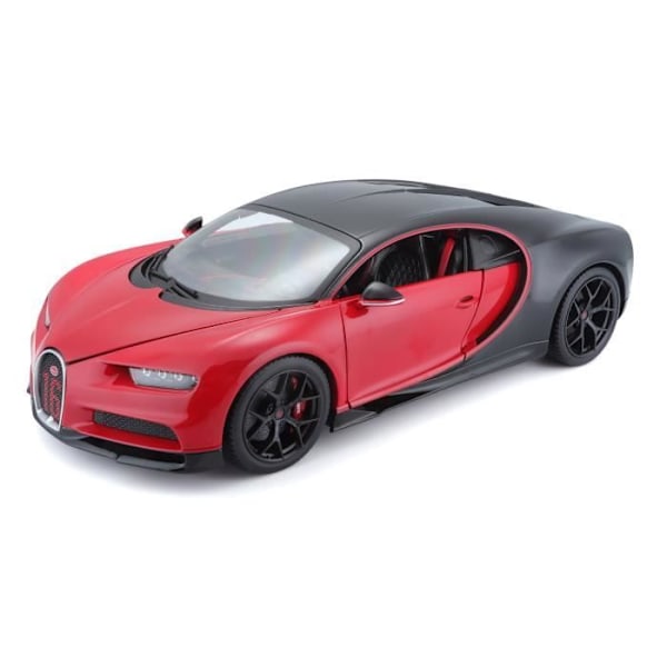 Miniaturebil - MAISTO - Bugatti Chiron Sport - Metal - Sort og rød Svart och röd