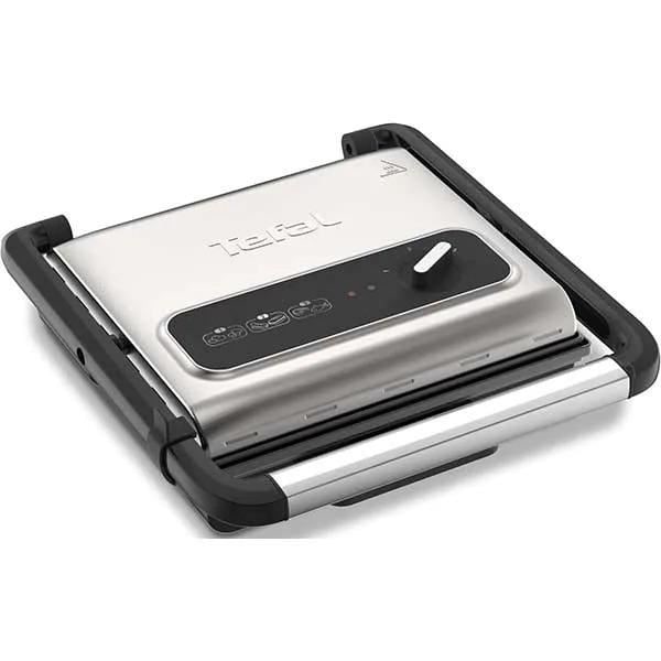 Multifunktionell grill - TEFAL - Hemgrill GC242D38 - 2000W - Ribbad yta - Non-stick kokplattor silver-svart
