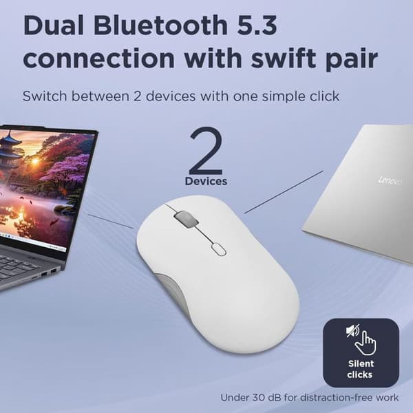 Mus - LENOVO - GY51S61907 - Grå - Bluetooth - 2400 dpi - Ambidextrös Grå