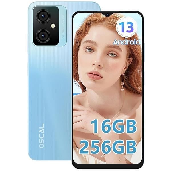 Avoin matkapuhelin Oscal Tiger 10, 6,56 tuumaa, 16Gt+256Gt-SD 1To, 50MP, 5180mAh, Android 13, Dual SIM - Sininen