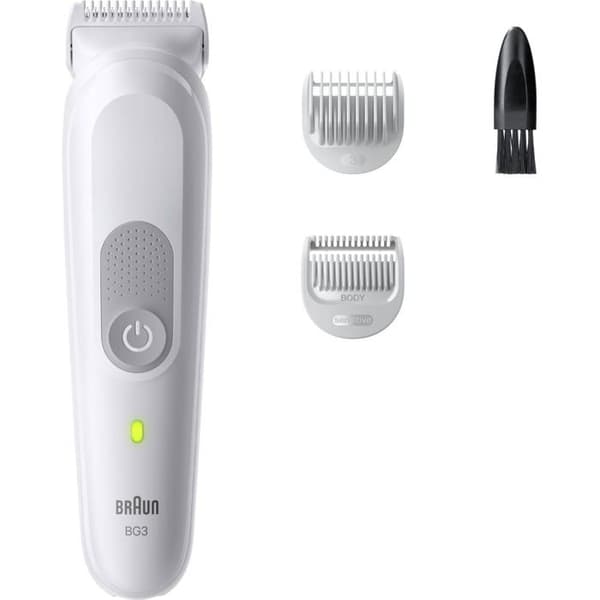 kroppstrimmer vit - Braun - Serie 3 - SkinGuard - SensitiveTrim - 100 % vattentät - 80 min batteritid - Batteri