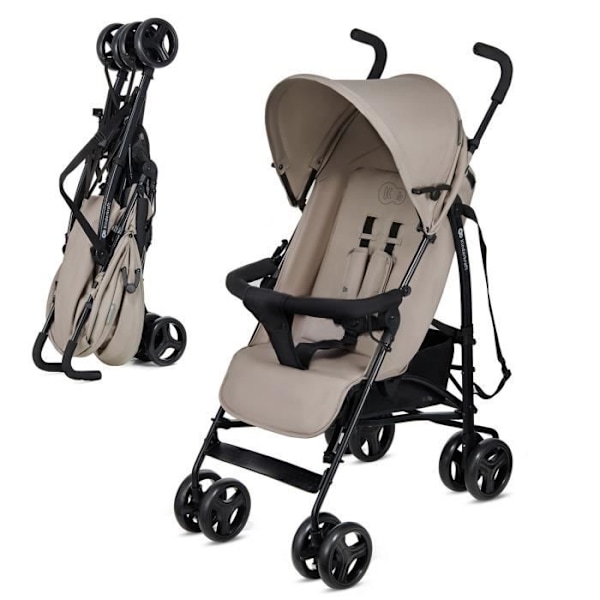 Kevyt Lastenvaunu - KINDERKRAFT TIK - Painaa vain 6,5 kg - Matkustusvaunu, Helppo Avainta - Makuuasento - Beige