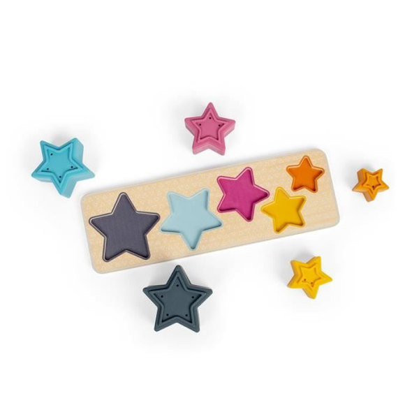 Bigjigs Toys Tähtisissä - 5 silikonitähtinä, muototutkinto, aistilelut, lapsille 12 kuukauden ja vanhemmille