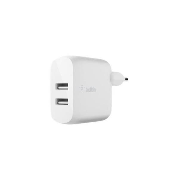 Belkin Dual USB-A hemladdare 12W x2, Vit Vit